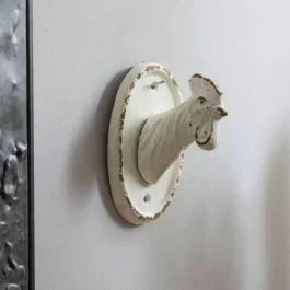 Rustic White Hen Wall Hook Set of 2