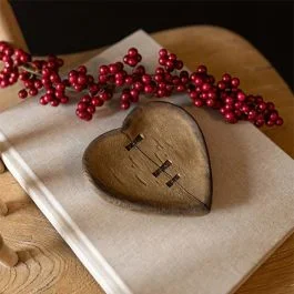 Rustic Wood Heart Trinket Tray Set of 2