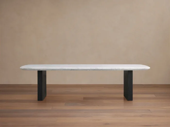 Saint Germain Stone Top Coffee Table with Wood Clement Base