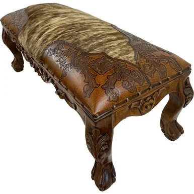San Sebastian Bench – Hair on Hide & Rustic