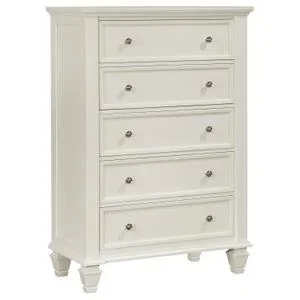 Sandy Beach 5-drawer Bedroom Chest Cream White