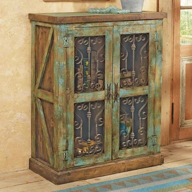 Santa Maria Turquoise Scroll Cabinet