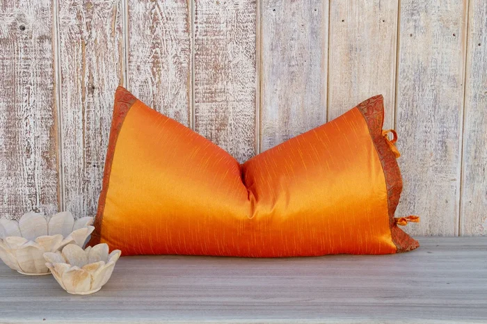 Santra Large Festive Indian Silk Queen Lumbar Pillow Cover