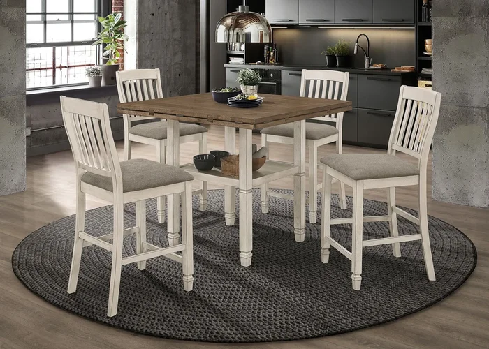 Sarasota Drop Leaf Counter Dining Set Rustic Cream