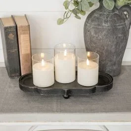 Scalloped Black Wood Centerpiece Tray