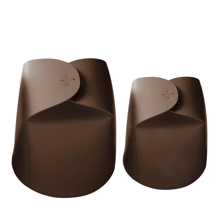 Set of 2 Bloom Leather Brown Basket by Viola Tonucci