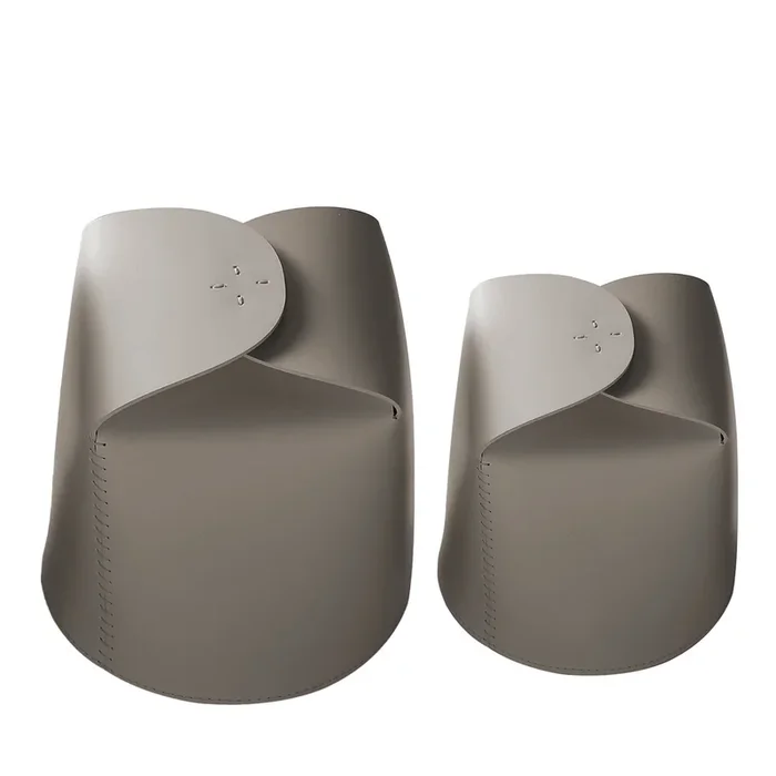 Set of 2 Bloom Leather Gray Basket by Viola Tonucci