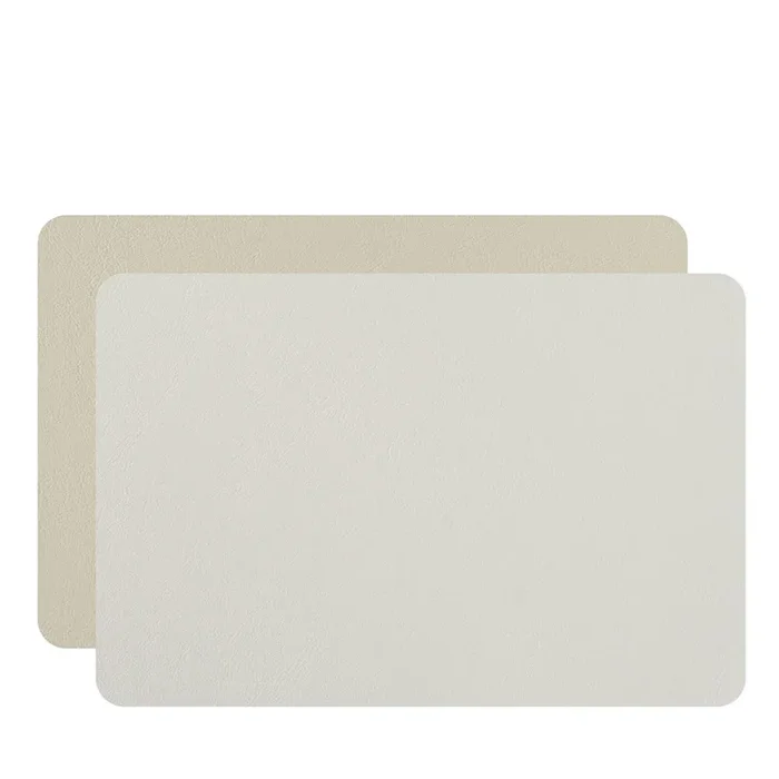 Set of 2 Double-sided Panna Cotta And White Leather Placemats #2