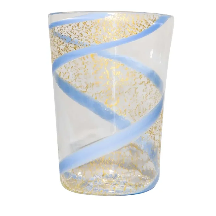 Set of 2 Vortex Glasses in Pure Gold/Pale Blue