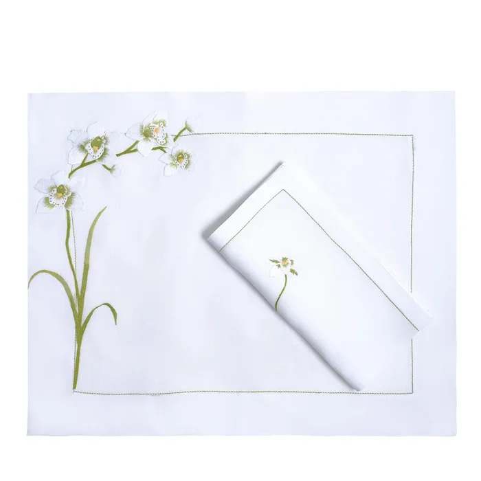 Set of Orchyd Rectangular Linen Placemat and Napkin