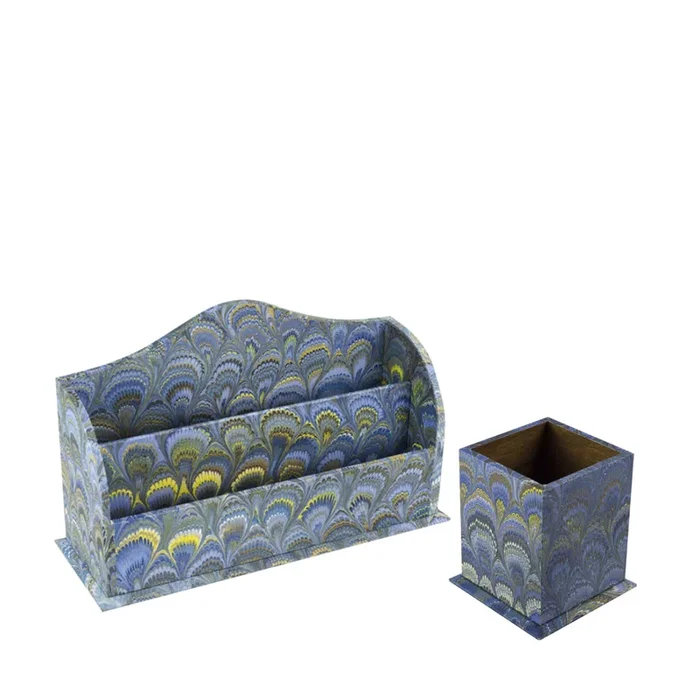 Set of Peacock Pencil Holder and Letter Sorter