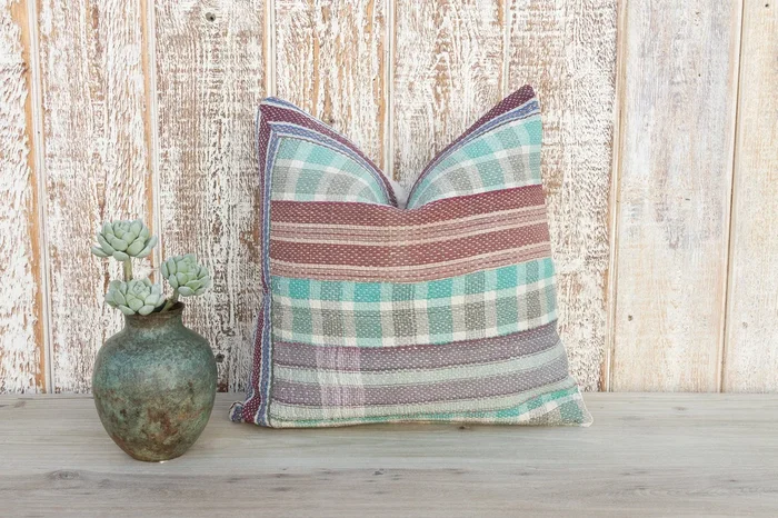 Shai Vintage Square Boho Kantha Pillow Cover