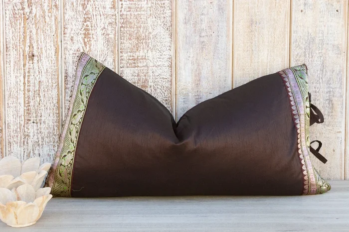 Shanu Large Festive Indian Silk Queen Lumbar Pillow Cover