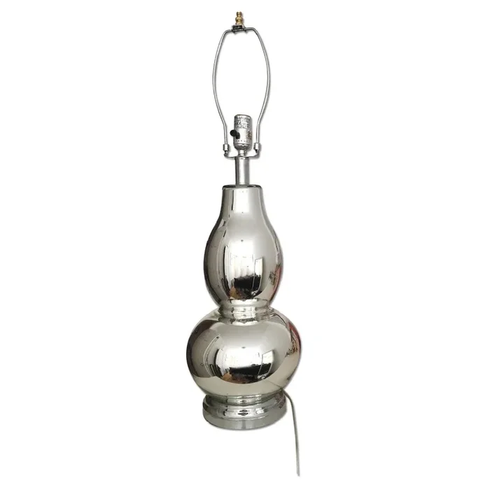 Silver Mirror Table Lamp Base Only