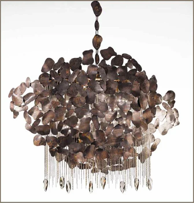 Silver or brown Italian steel pendant light with premium crystals