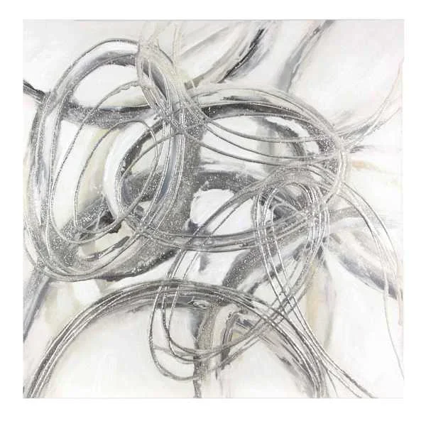 Silver Swirls Enhanced Canvas Wall Art, 40″