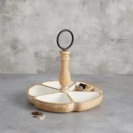 Simple Accents Divided Wooden Trinket Tray