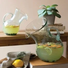 Simple Tilted Glass Pitcher With Handle