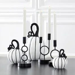 Simply Striped Curly Stem Pumpkins Set of 3