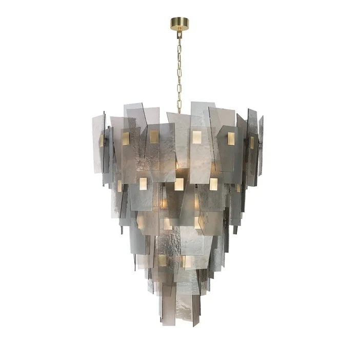 Sliver Amber and Fumè Glass Chandelier