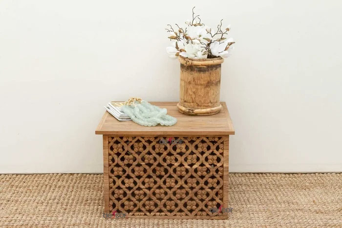 Small Mid-Century Style Floral Jali Coffee Table (Trade)