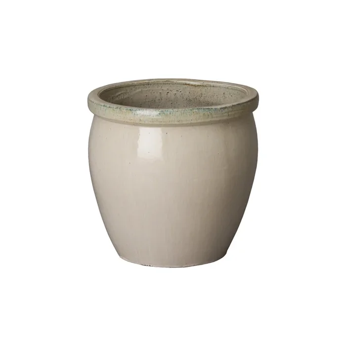 Small Rimmed Ceramic Planter – Ivory