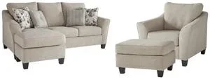 Sofa Chaise, Chair, and Ottoman