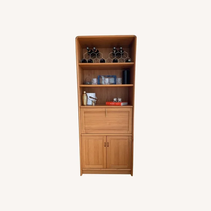 Solid Teak Bookshelf with Desk