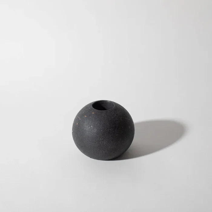 Sphere Candlestick Holder in Black Terrazzo