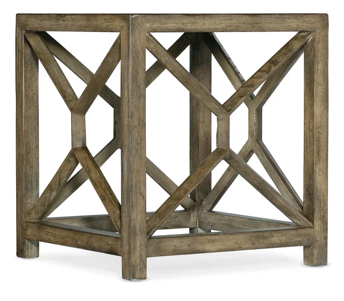 Square End Table with Stone Veneer Top