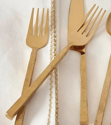 Square Handled Golden Forks – Set of 4