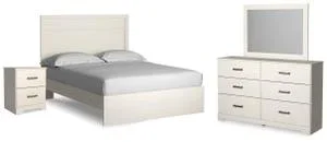 Stelsie Queen Panel Bed With Dresser, Mirror and Nightstand