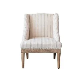 Striped Cotton and Jute Accent Chair