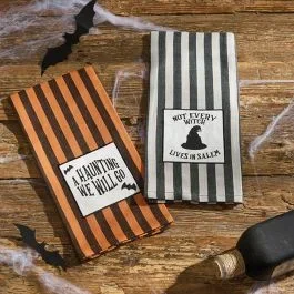 Striped Halloween Dish Towel Set of 2
