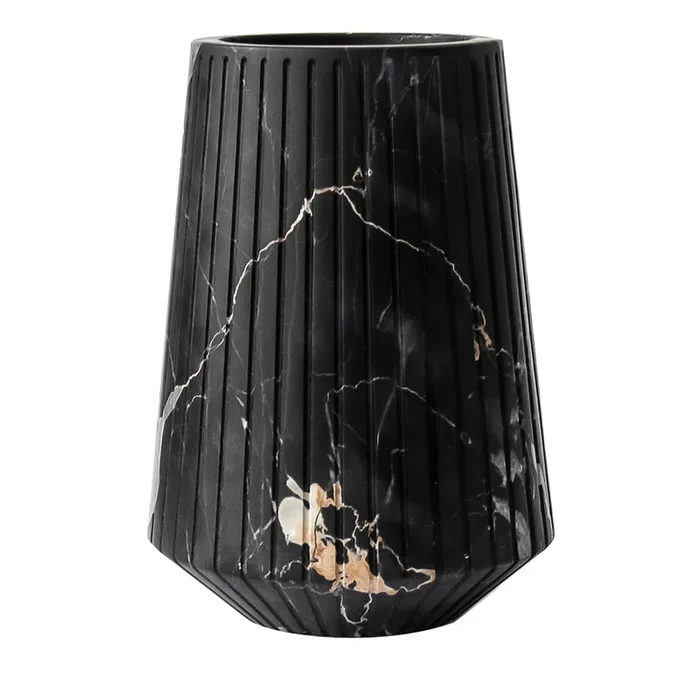 Striped Medium Vase in Portoro marble