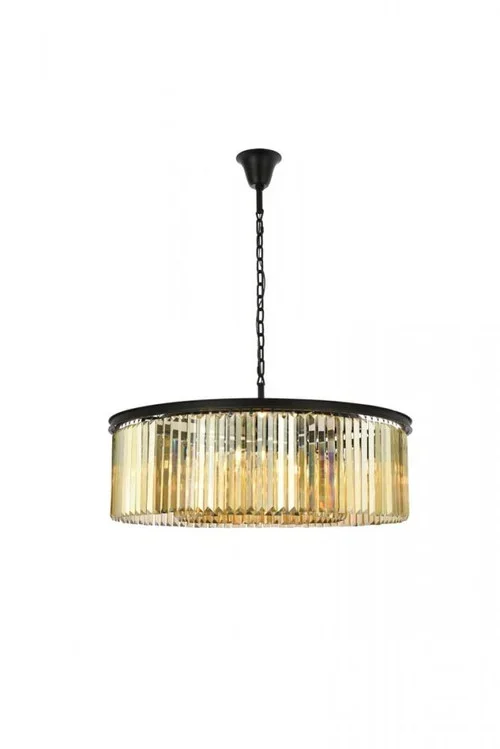 Sydney 10 light Matte Black Chandelier Golden Teak (Smoky) Royal Cut Crystal (758|1238G43MB-GT/RC)