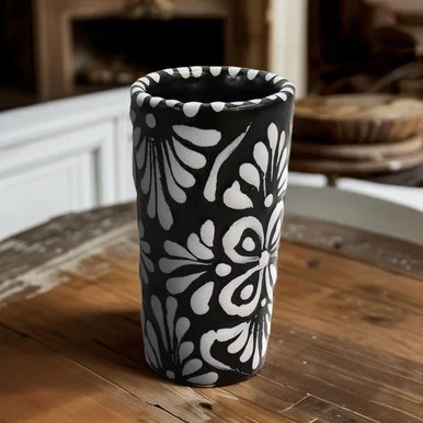 Talavera Hues Black & White Shot Glass – Set of 6