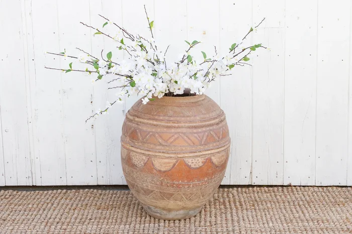 Tall Painted African Clay Water Pot (Trade)