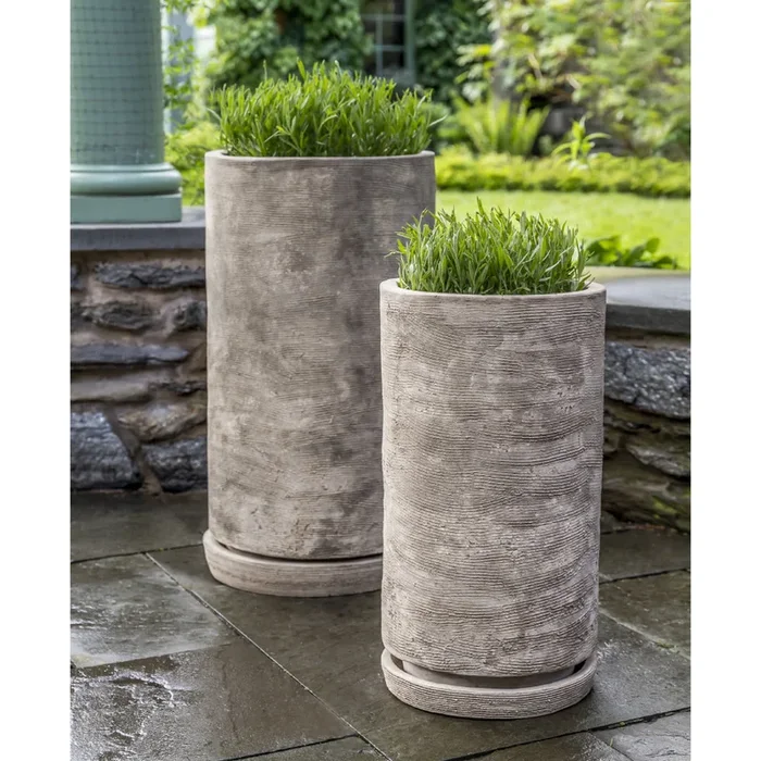 Tall Sgraffito Antico Terra Cotta Cylinder Planters – Set of 2