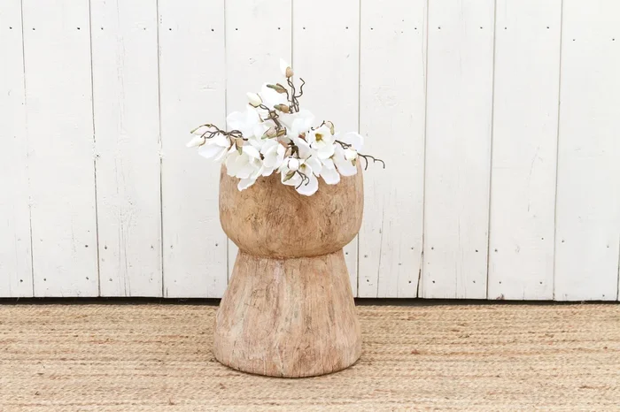 Tall Vintage Teak Ukhali Pot (Trade)