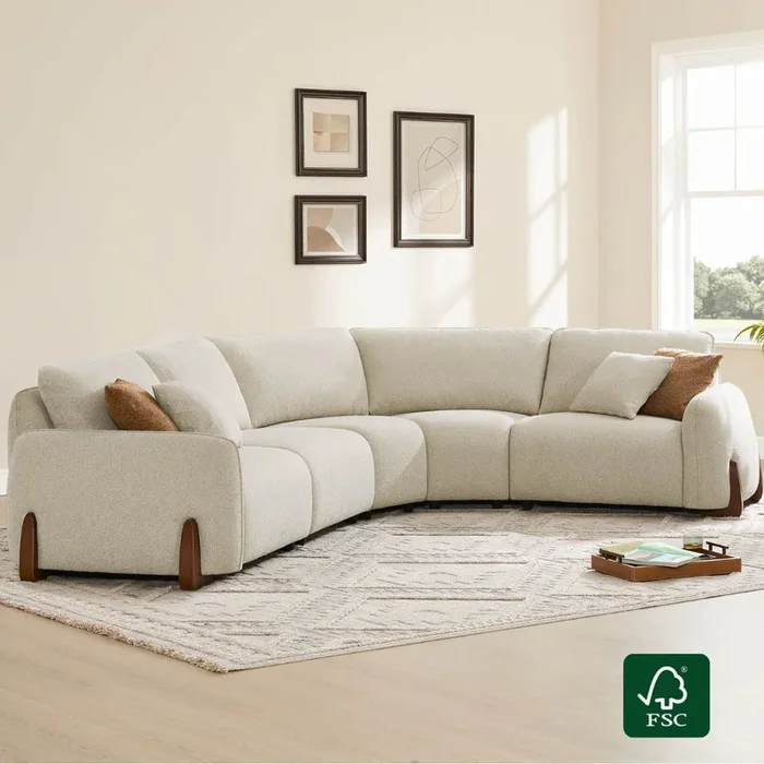 Teleri 5-seat Modular Curved Sofa with Wood Leg