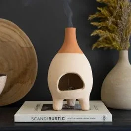 Terra Cotta Chiminea Incense Burner Set of 2
