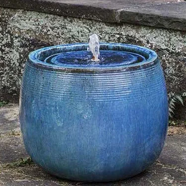 Textured Round Garden Fountain – Blue