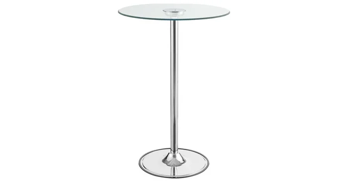 Thea Round 28-inch Glass Top LED Bistro Bar Table Chrome