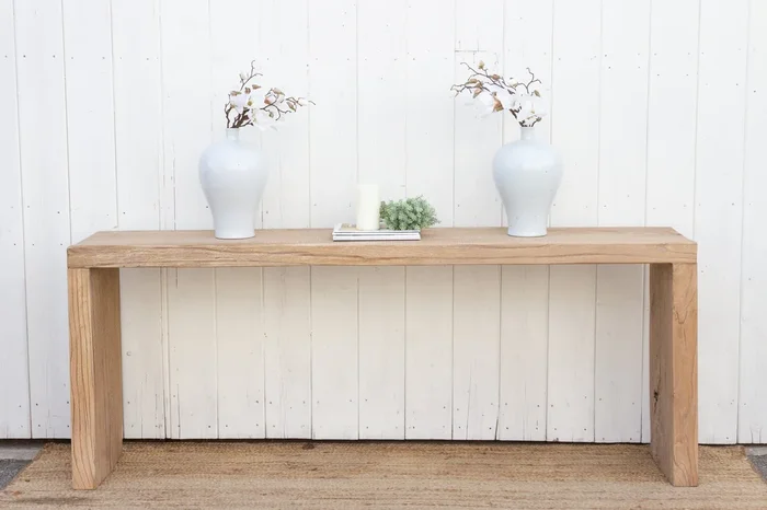 Thick Top Reclaimed Elm Waterfall Console (Trade)