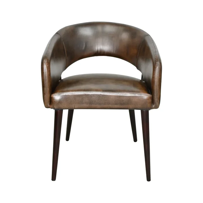 Thorpe Dining Chair in Antique Whiskey Leather with Walnut Legs