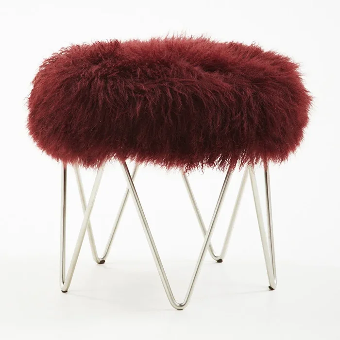 Tibetan Lamb Wave Stool – Deep Red (Additional Colors Available)