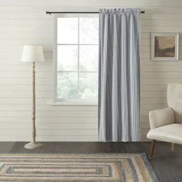Ticking Stripe Blackout Curtain Panel 84 Inch Set of 2