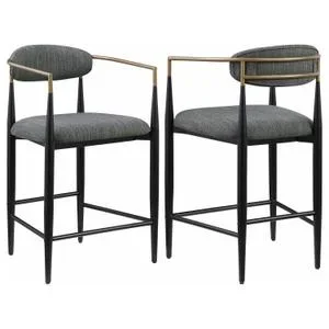 Tina Fabric Upholstered Counter Chair Dark Grey (set of 2)