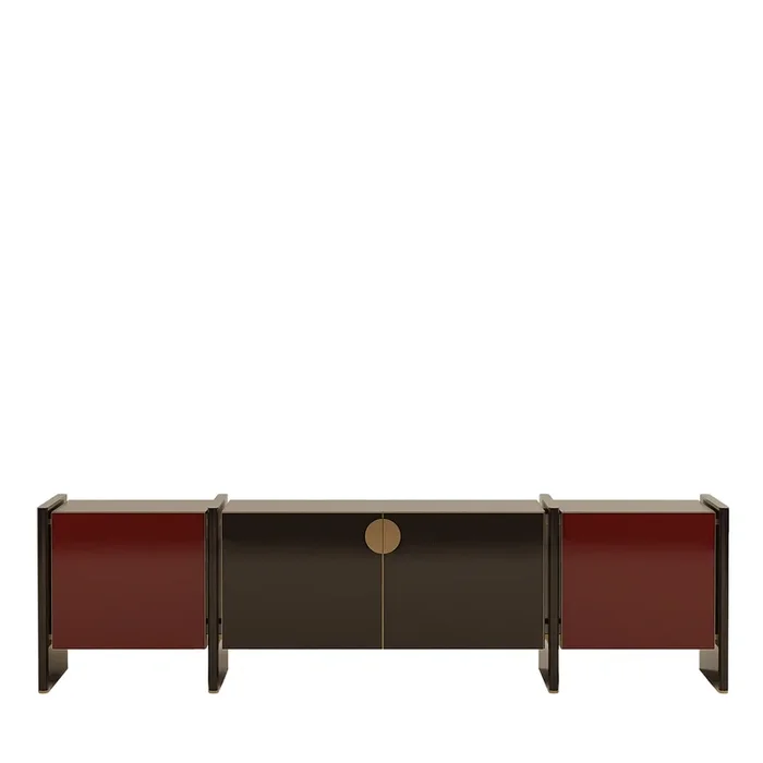 Tokyo Red and Brown Wood Sideboard